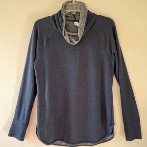 RBX Sz M Blue French Terry Cowl Collar Thumbholes Sweatshirt Pullover Top‎